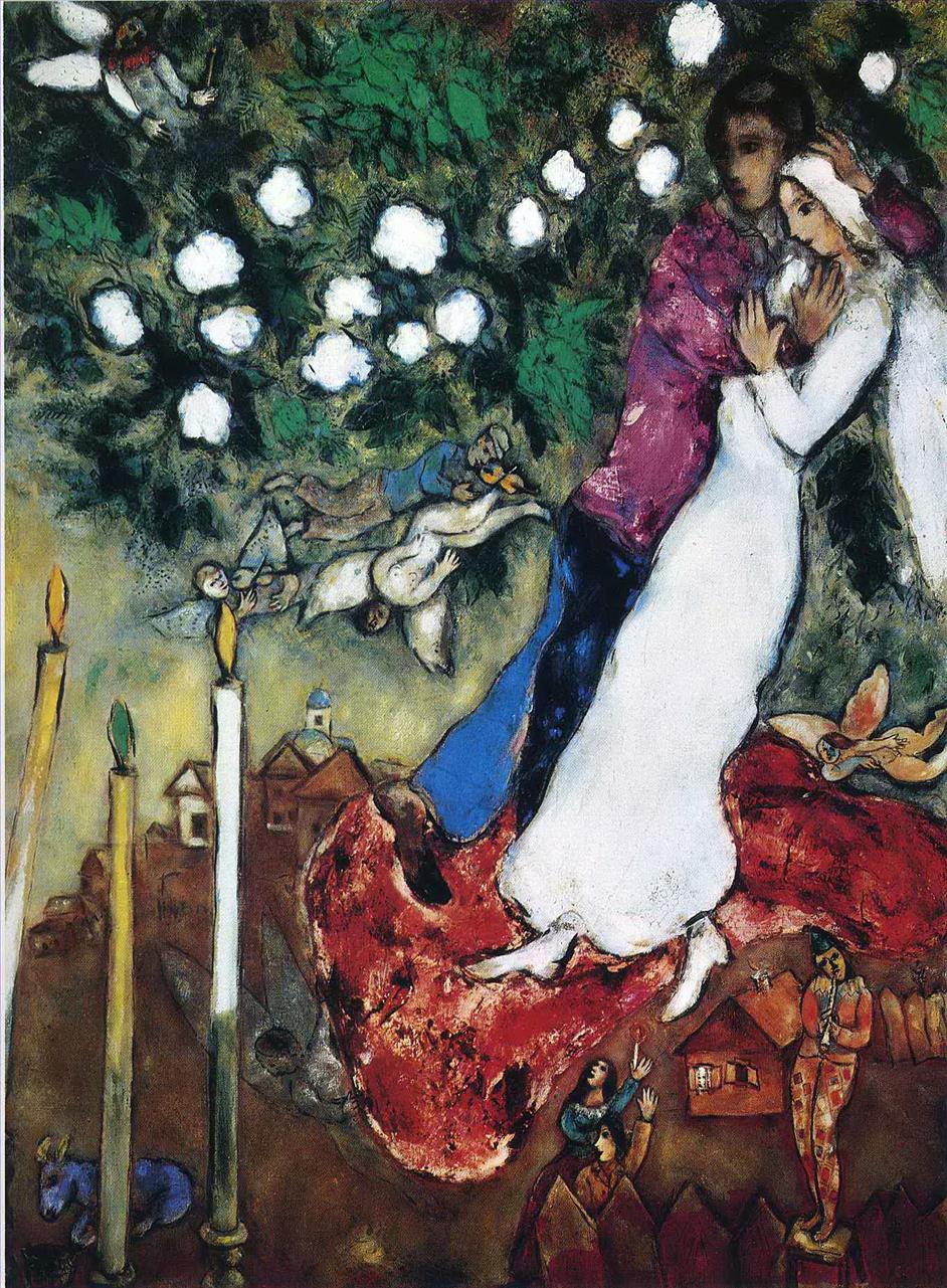 Les Trois Bougies contemporain Marc Chagall Peintures à l'huile